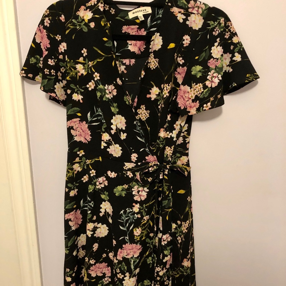 Kimono-style floral wrap dress